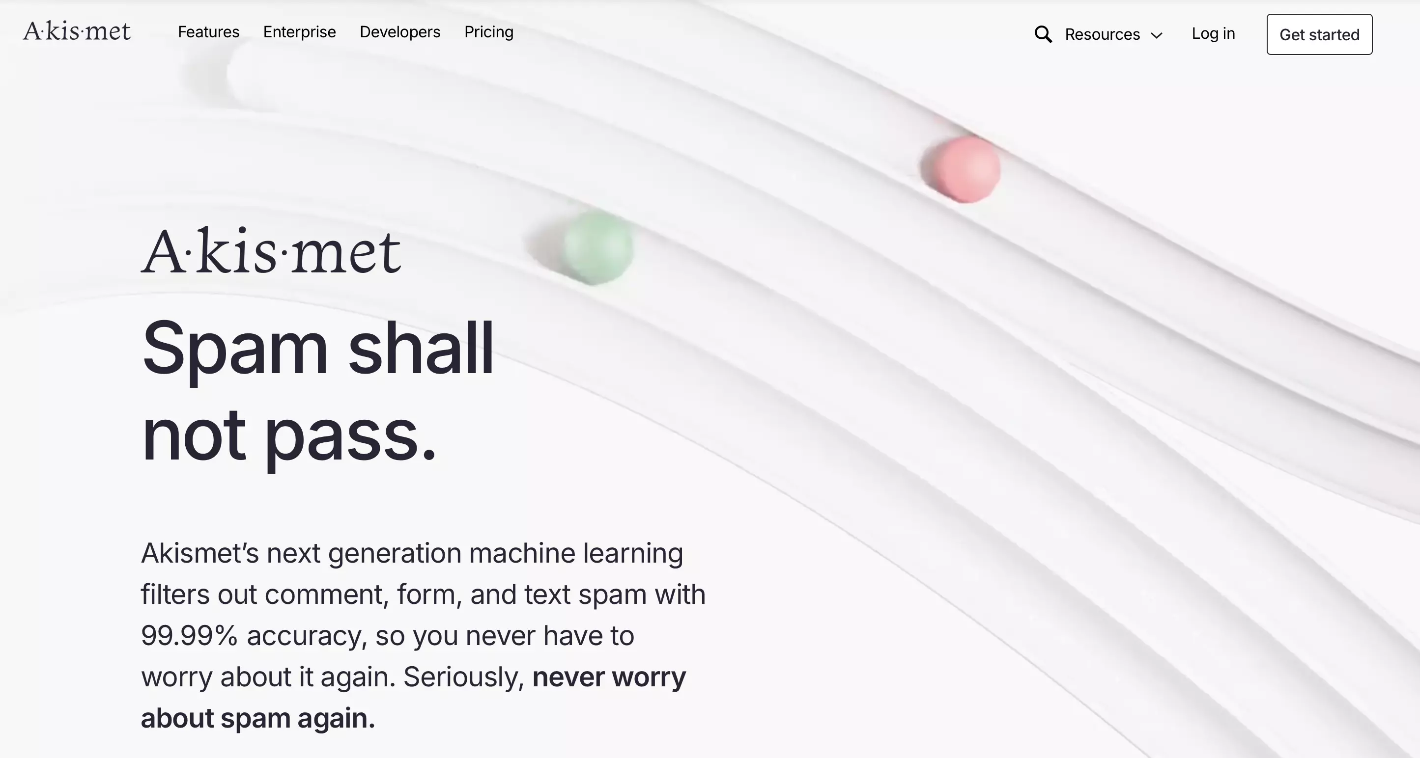 Screenshot of the Akismet website Image: Screenshot of the Akismet website