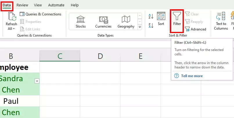 Filter function in Excel Filter function in Excel
