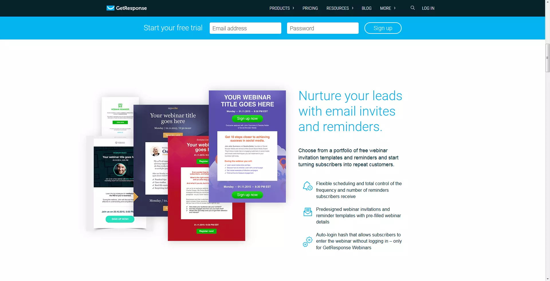 User interface of GetResponse