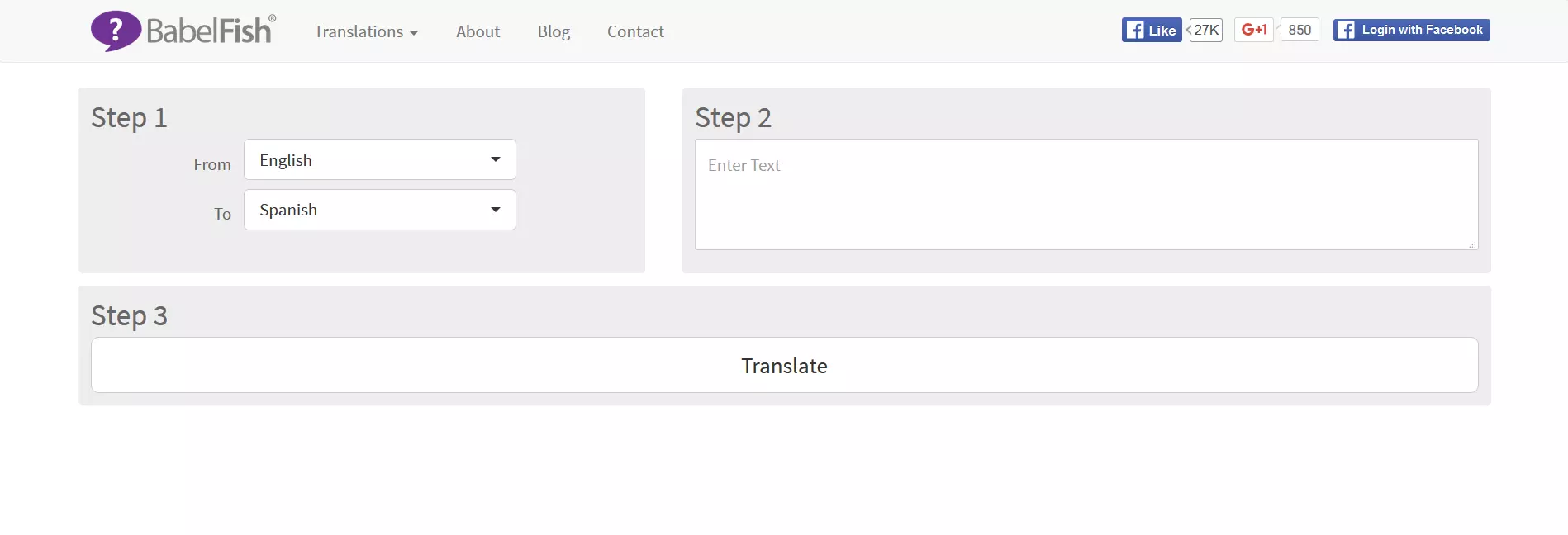 Image: search template on Babelfish.com