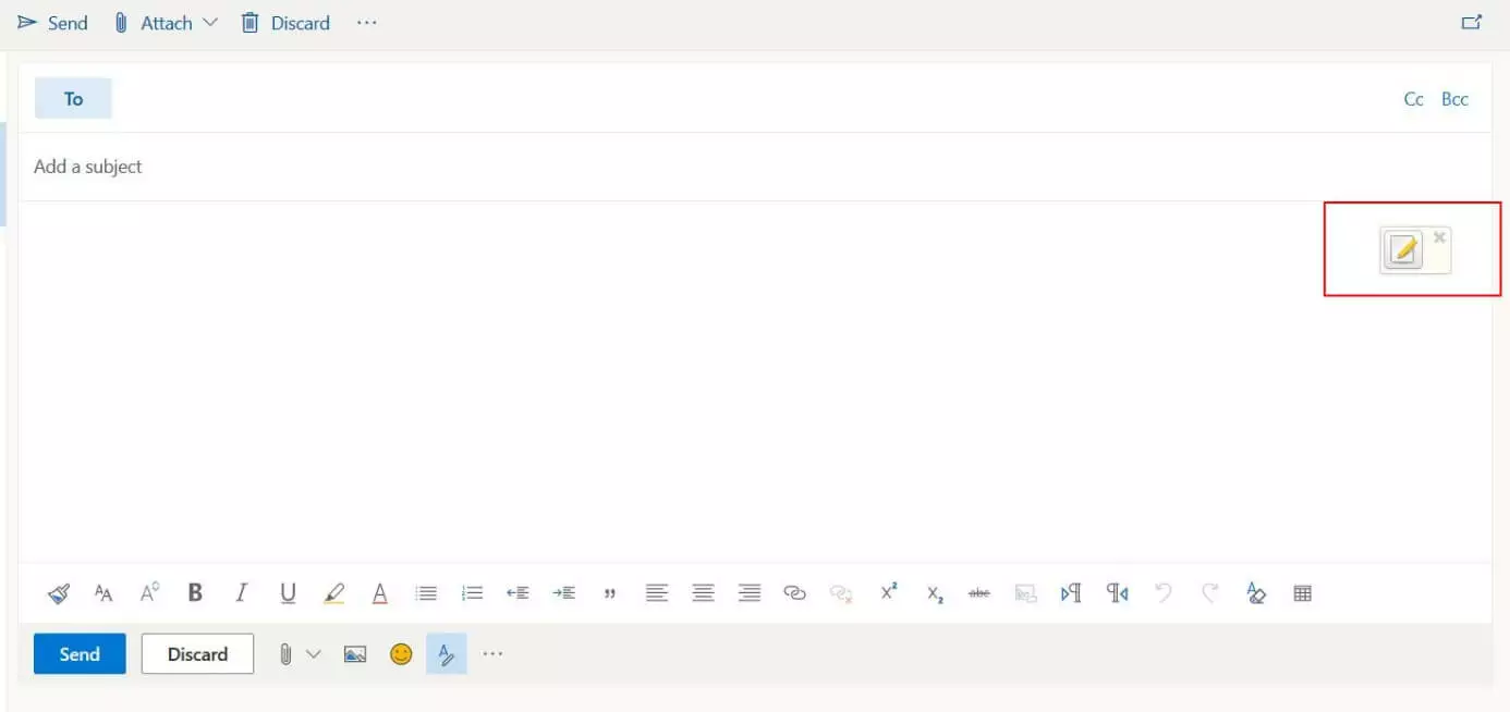 Image: Outlook message editor on the web