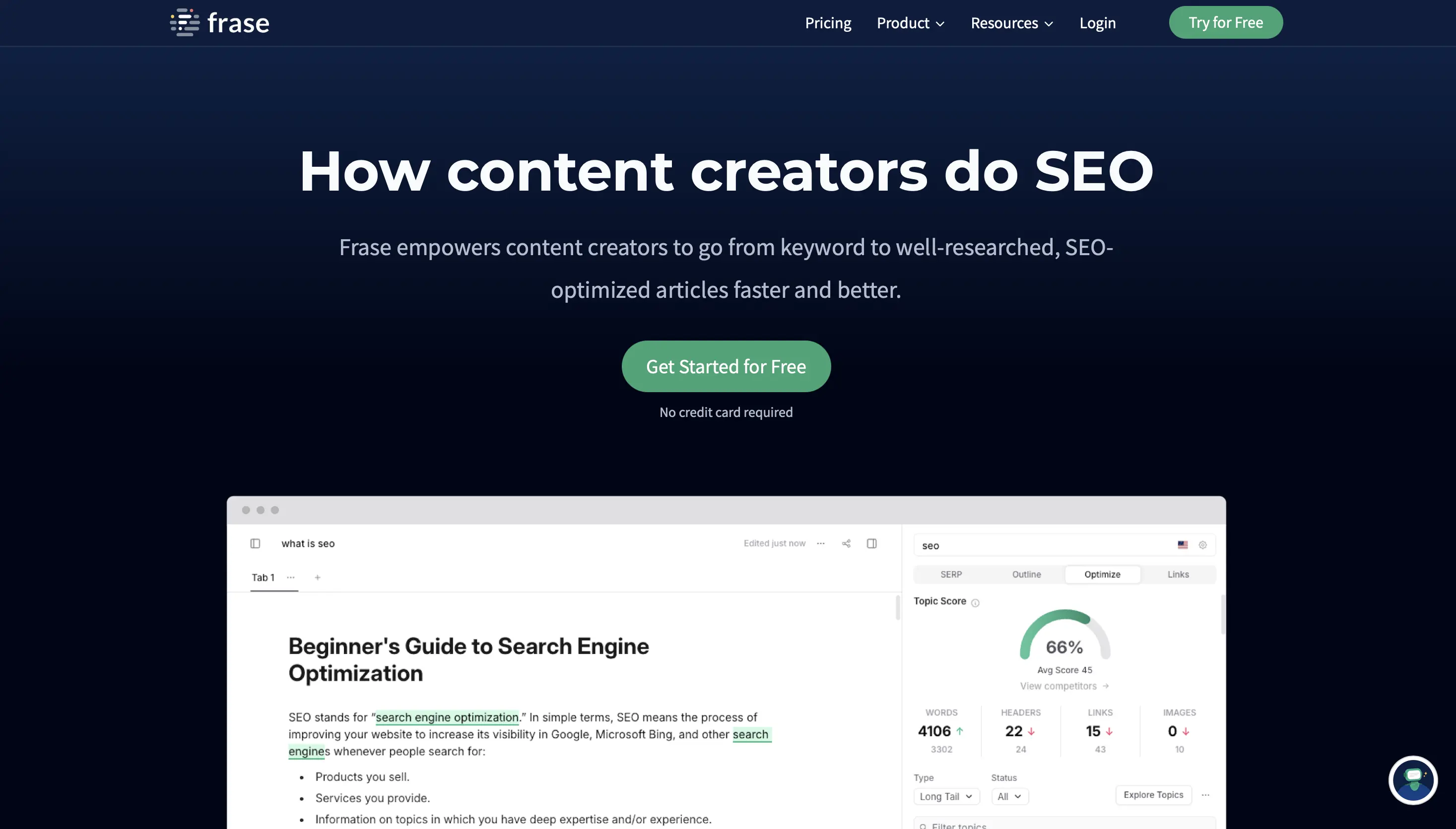 Screenshot of the Frase website Image: Screenshot of the Frase website