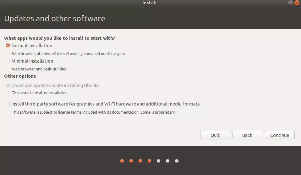 Image: Selection of the installation type during installation of Ubuntu