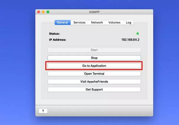 “General” menu in XAMPP