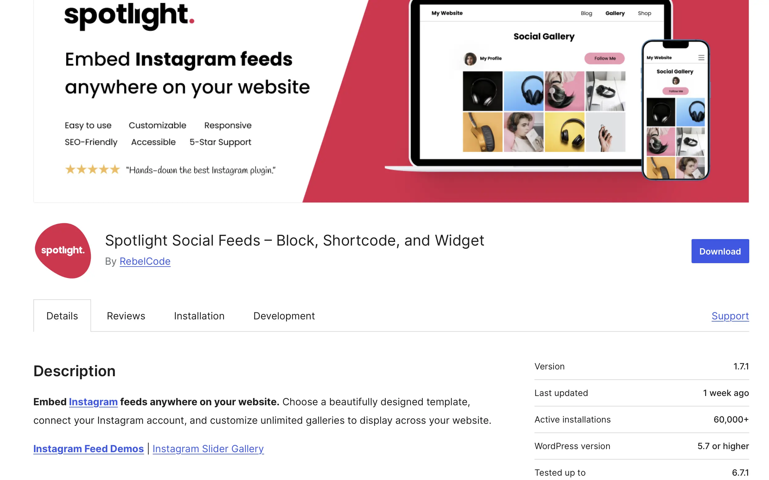 Image: Spotlight in WordPress Plugin Store
