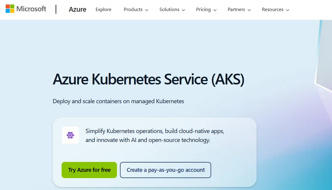 Image: Microsoft Azure Kubernetes Service (AKS) Product Website