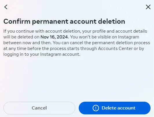 Image: Confirm permanent deletion