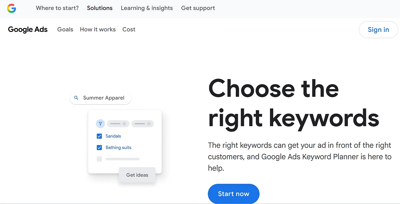 Image: Screenshot of the Google Keyword Planner page