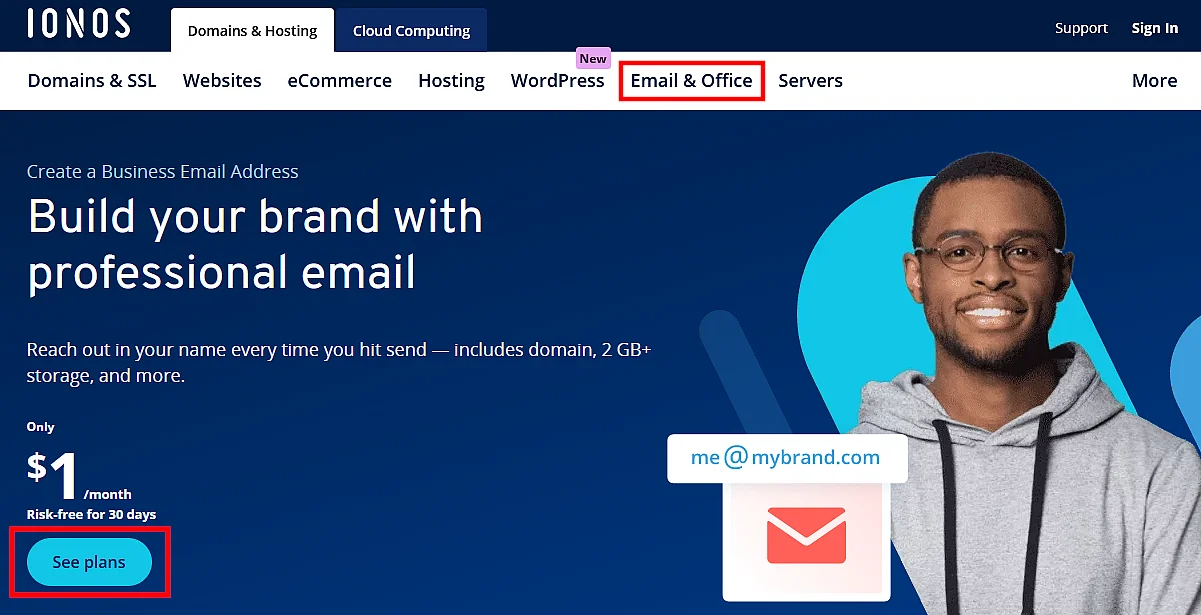 IONOS website: Create your own email address Image: IONOS website: Create your own email address