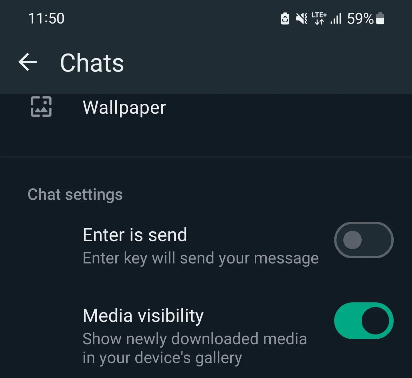 Image: Screenshot of the WhatsApp chat settings on Android