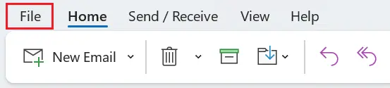 File tab in Microsoft Outlook Image: File tab in Microsoft Outlook