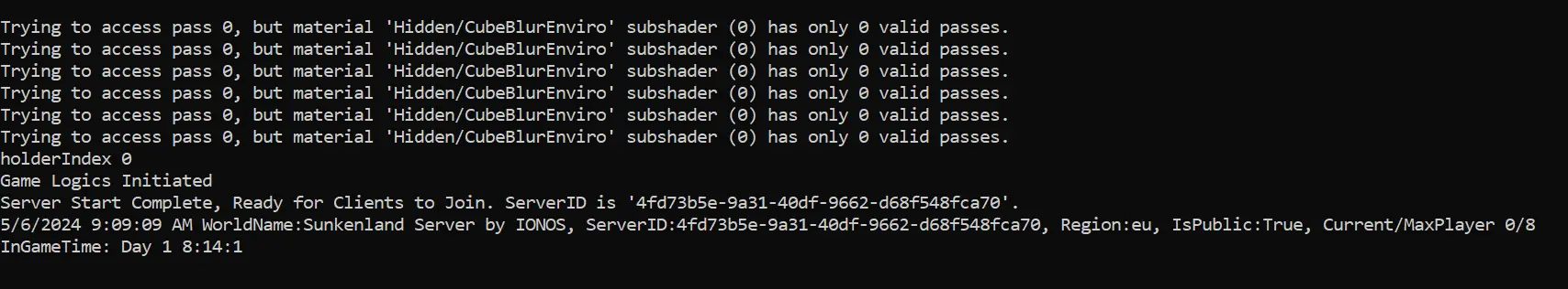 Image: Successfully started Sunkenland server
