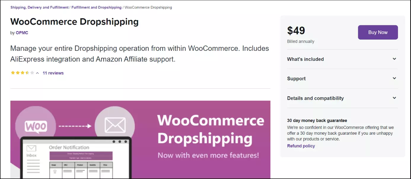 Image: Screenshot of WooCommerce Dropshipping website