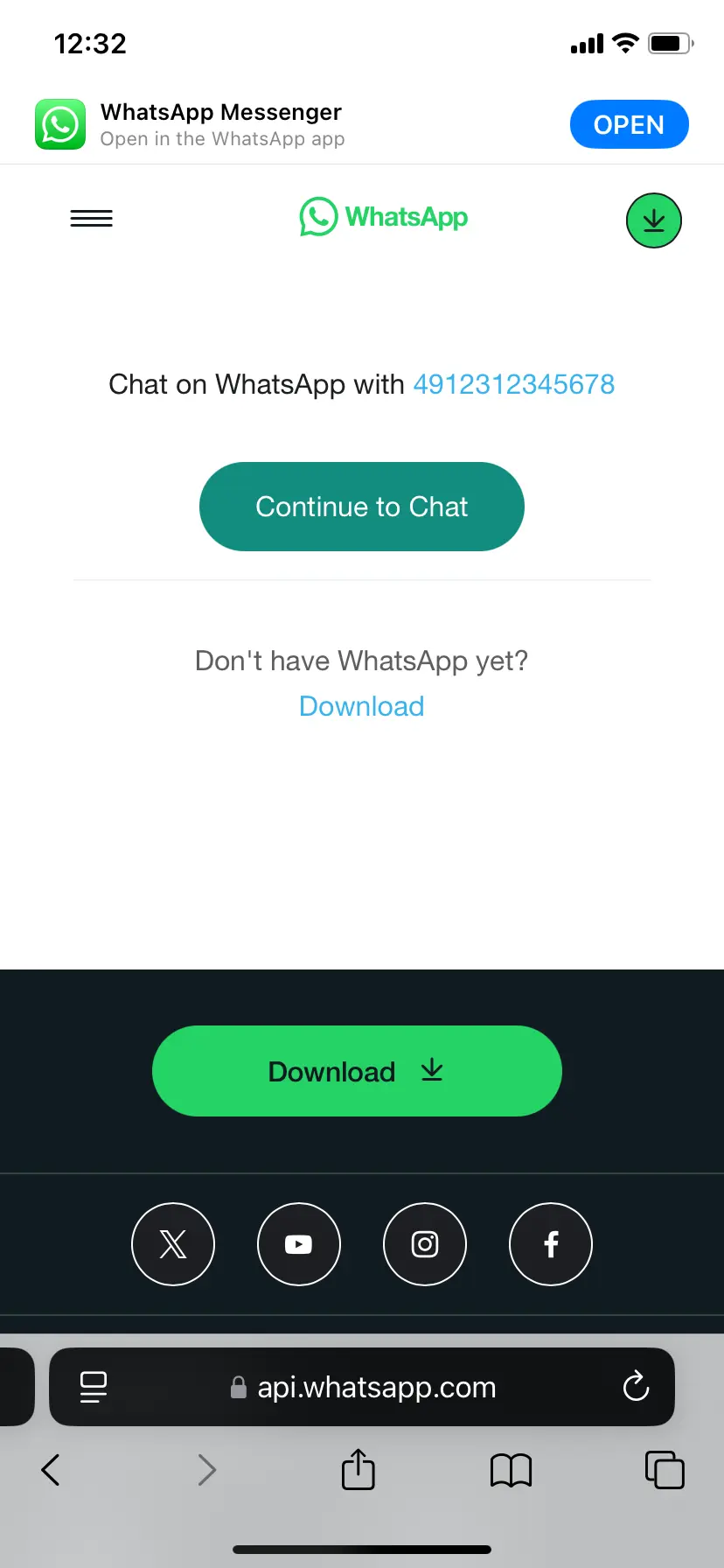 Image: Contact people on WhatsApp without saving them as a contact via the browser