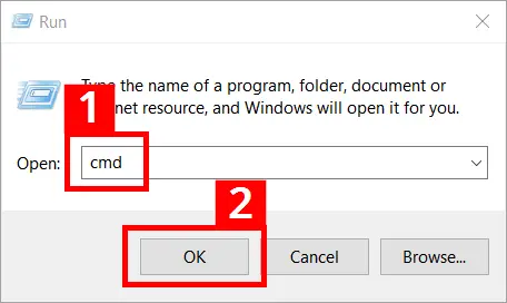 Launching the Windows command prompt terminal Image: Launching the Windows command prompt terminal