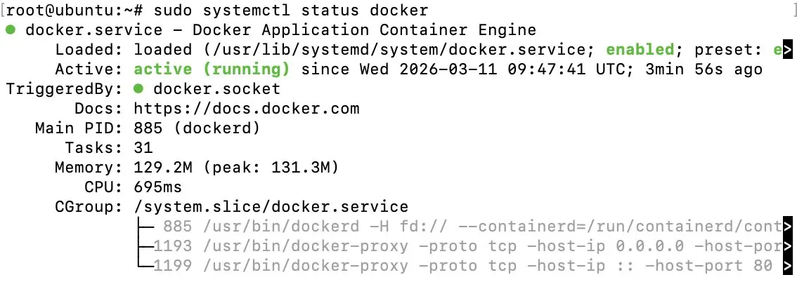 Docker status display Image: Docker status display