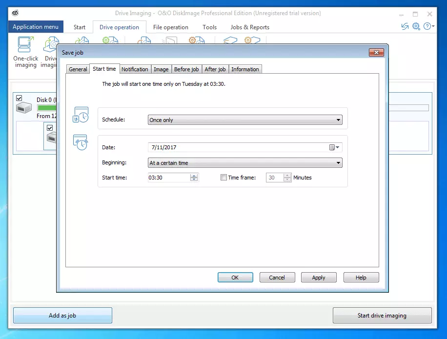 Image: O&O DiskImage Professional 11.0: backup schedule