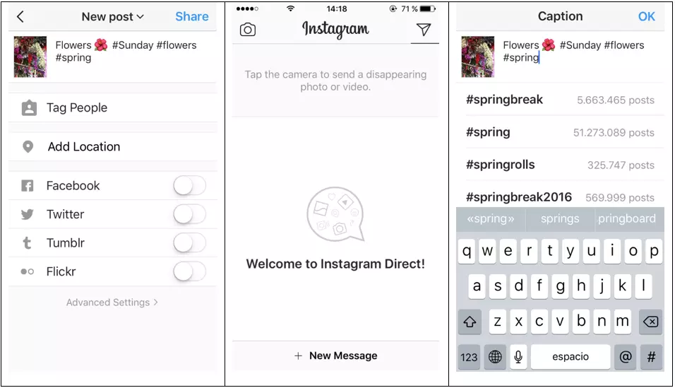 Image: Start screen for Instagram Direct
