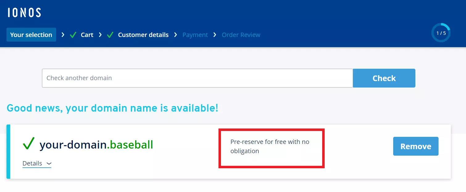 IONOS: pre-order a domain for free 