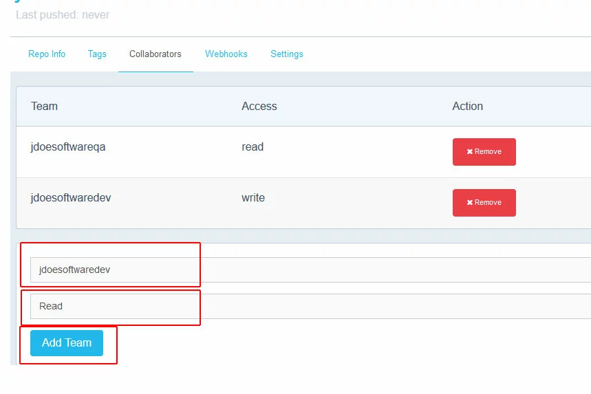 Docker Hub - add team Image: Docker Hub - add team