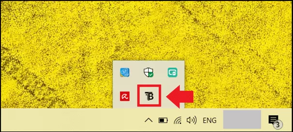 “Show hidden icons” shows the TranslucentTB app in the taskbar