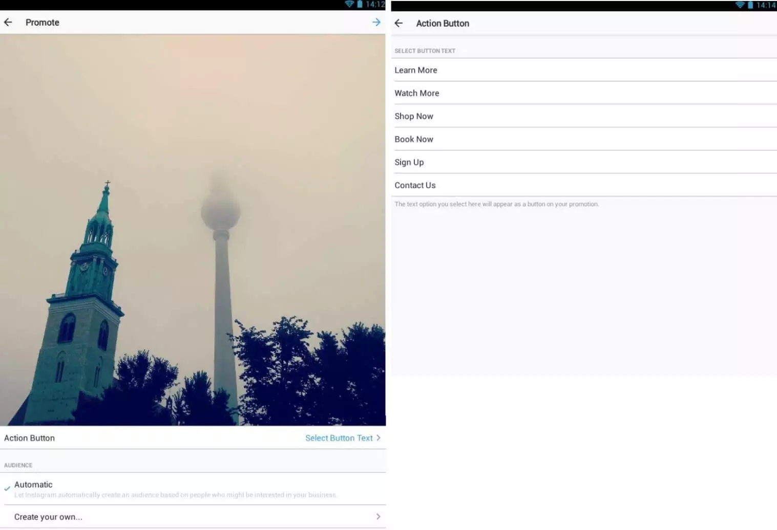 CTA buttons for promoting Instagram posts
