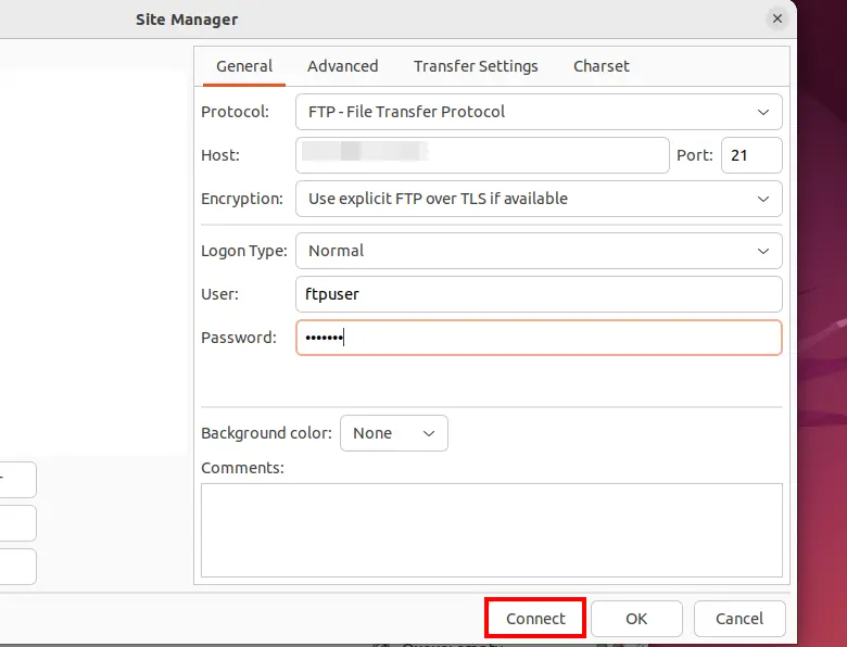 Image: FileZilla Site Manager