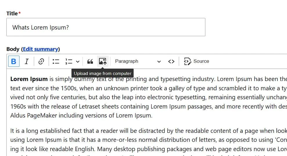 Drupal Editor: “Upload image from computer” Image: Drupal Editor: “Upload image from computer”