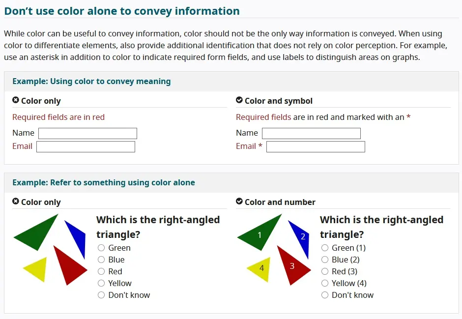 Image: Design example: colors and information