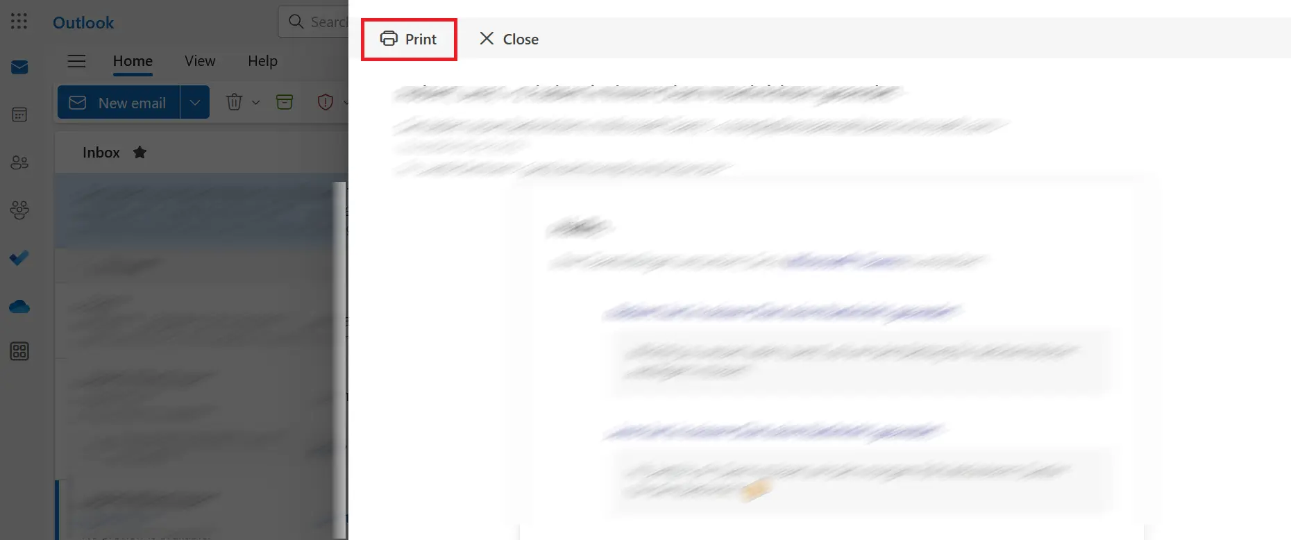 Email preview before clicking on the Print option Image: Email preview before clicking on the Print option