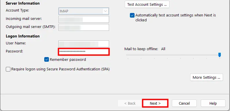 Outlook 365: Server and login information Image: Outlook 365: Server and login information