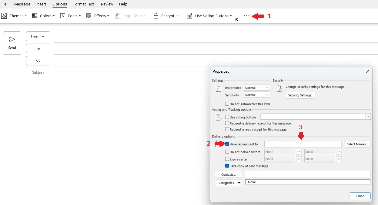 Change Outlook sender: Alternative reply address Image: Change Outlook sender: Alternative reply address