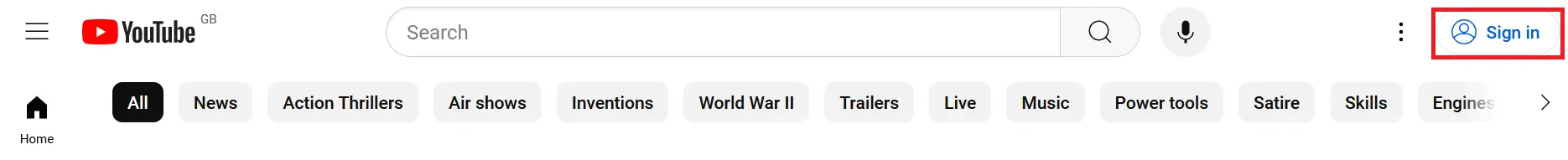 YouTube website: “Sign in” button Image: YouTube website: “Sign in” button