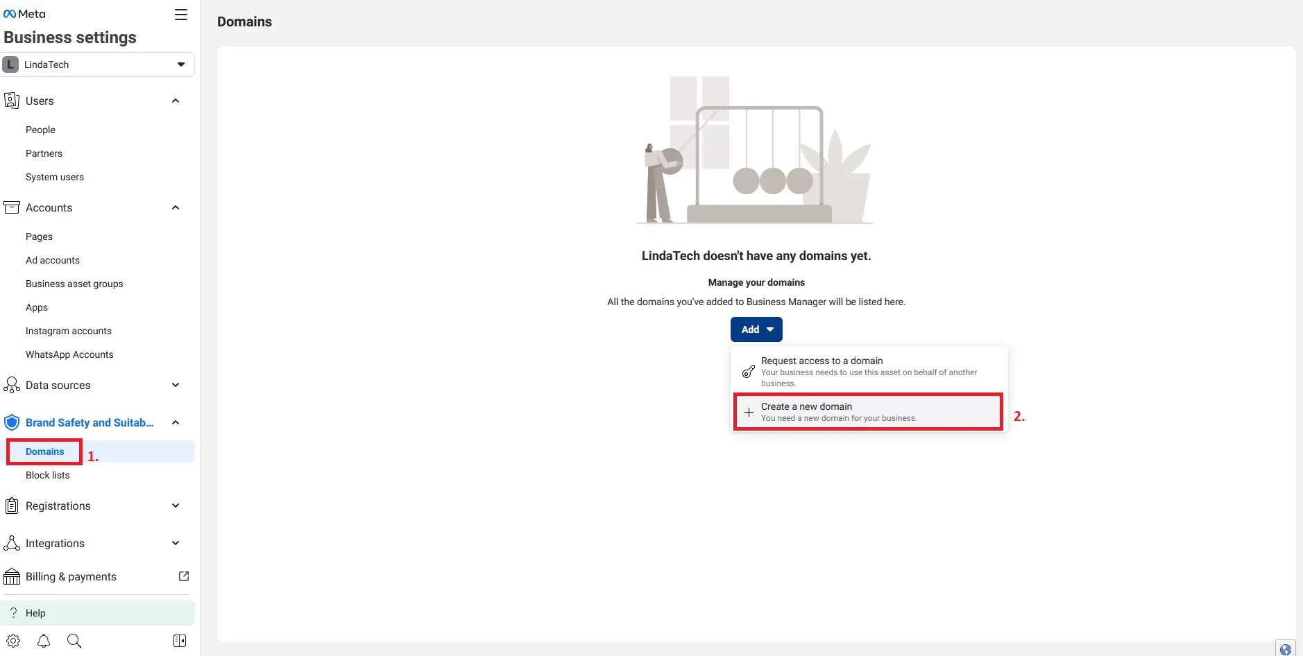Meta Business Manager: Add a domain Image: Meta Business Manager: Add a domain
