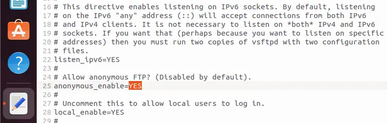Image: vsftpd.conf: Anonymous FTP access configuration