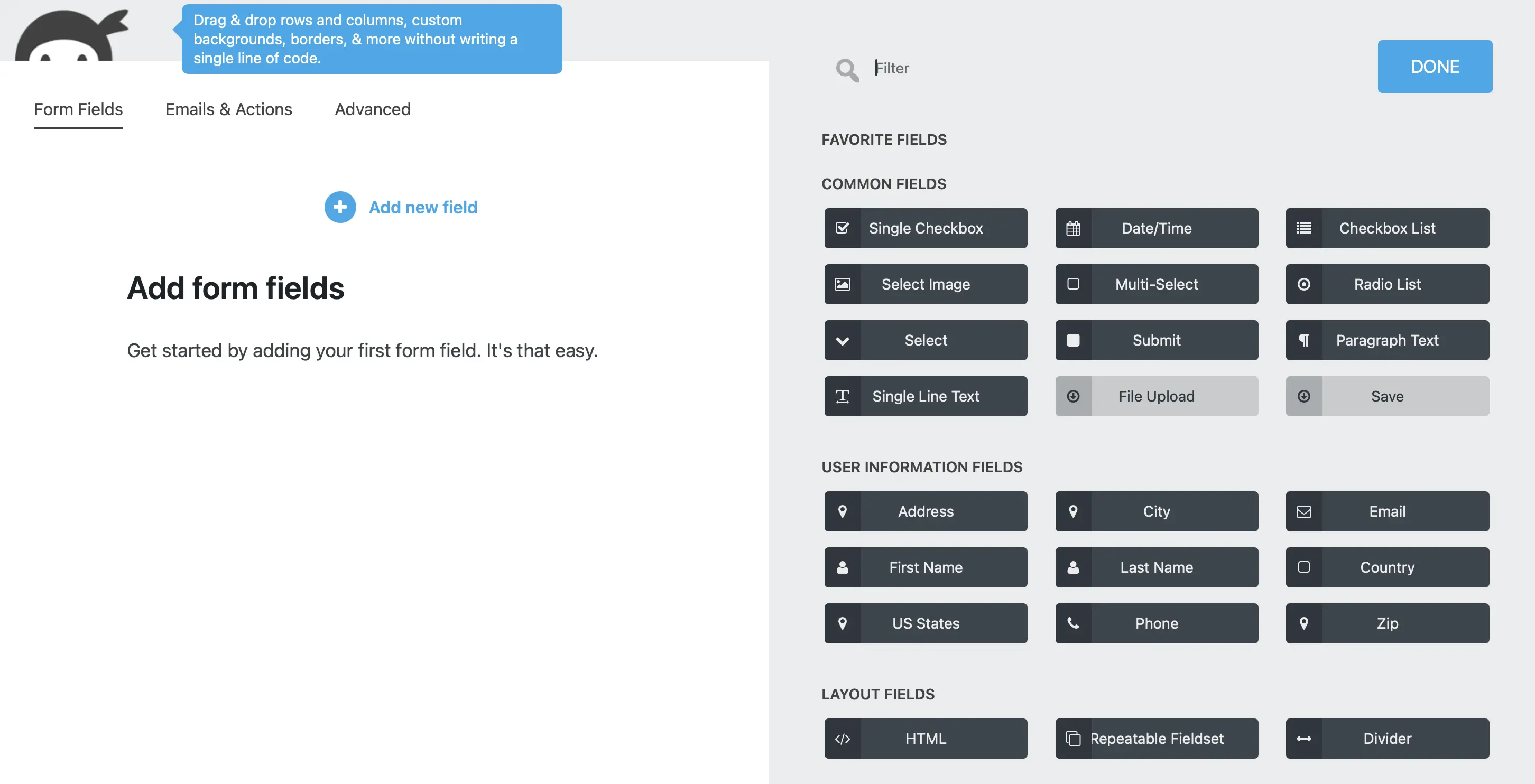 Ninja Forms offers an easy-to-use drag-and-drop editor Image: Ninja Forms offers an easy-to-use drag-and-drop editor