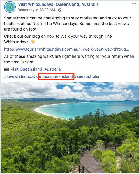 Image: Hashtag marketing: Facebook account “Visit Whitsundays”