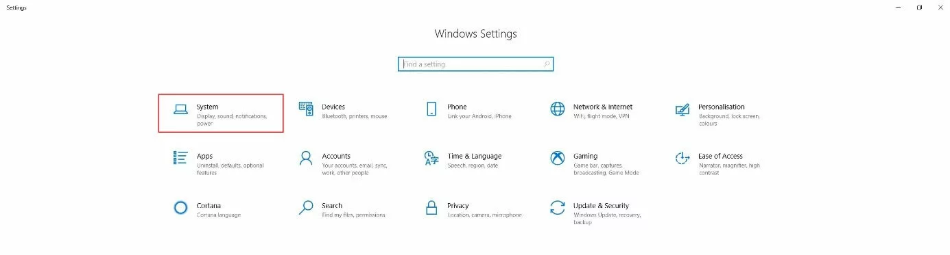 “Windows Settings” in Windows 10