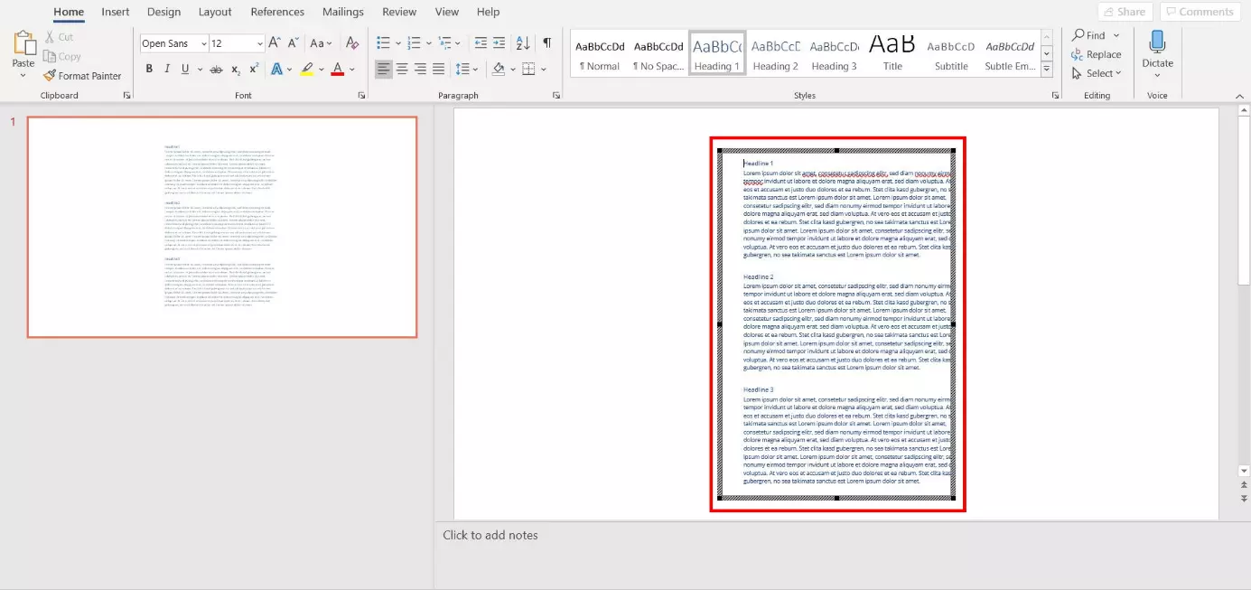 Image: Insert word document into PowerPoint: edit object