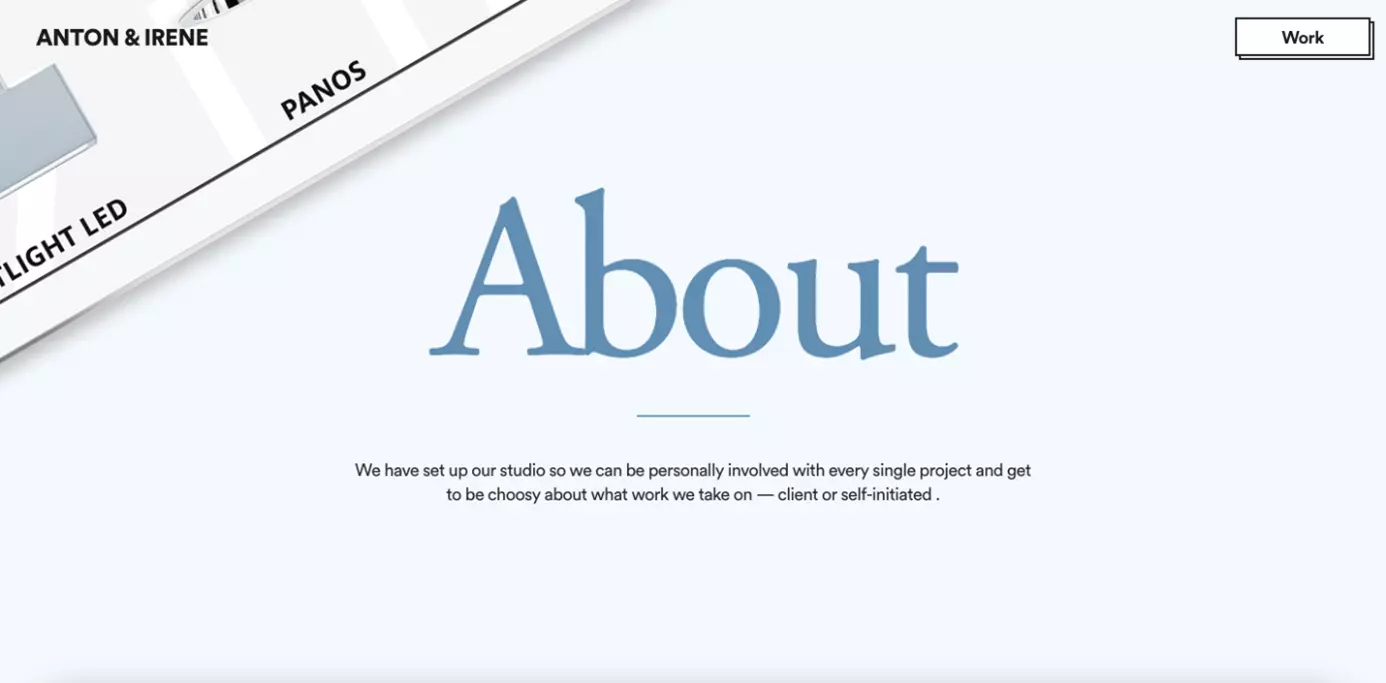 Image: About Us page of the design studio Anton and Irene