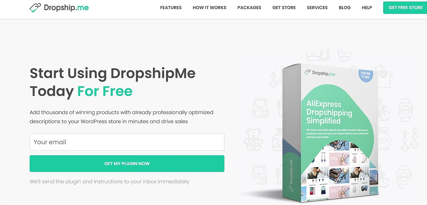 Image: Website for the DropshipMe plugin