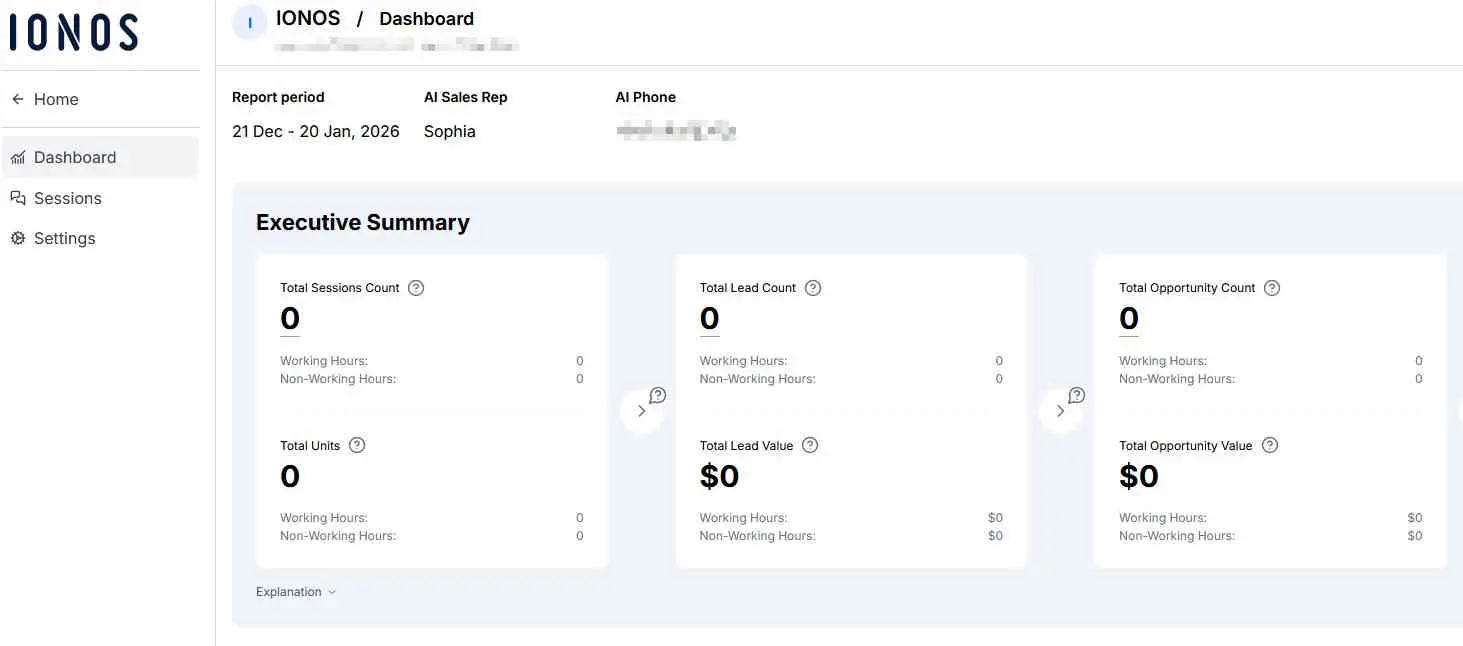 Image: Configuration settings for the IONOS AI phone assistant