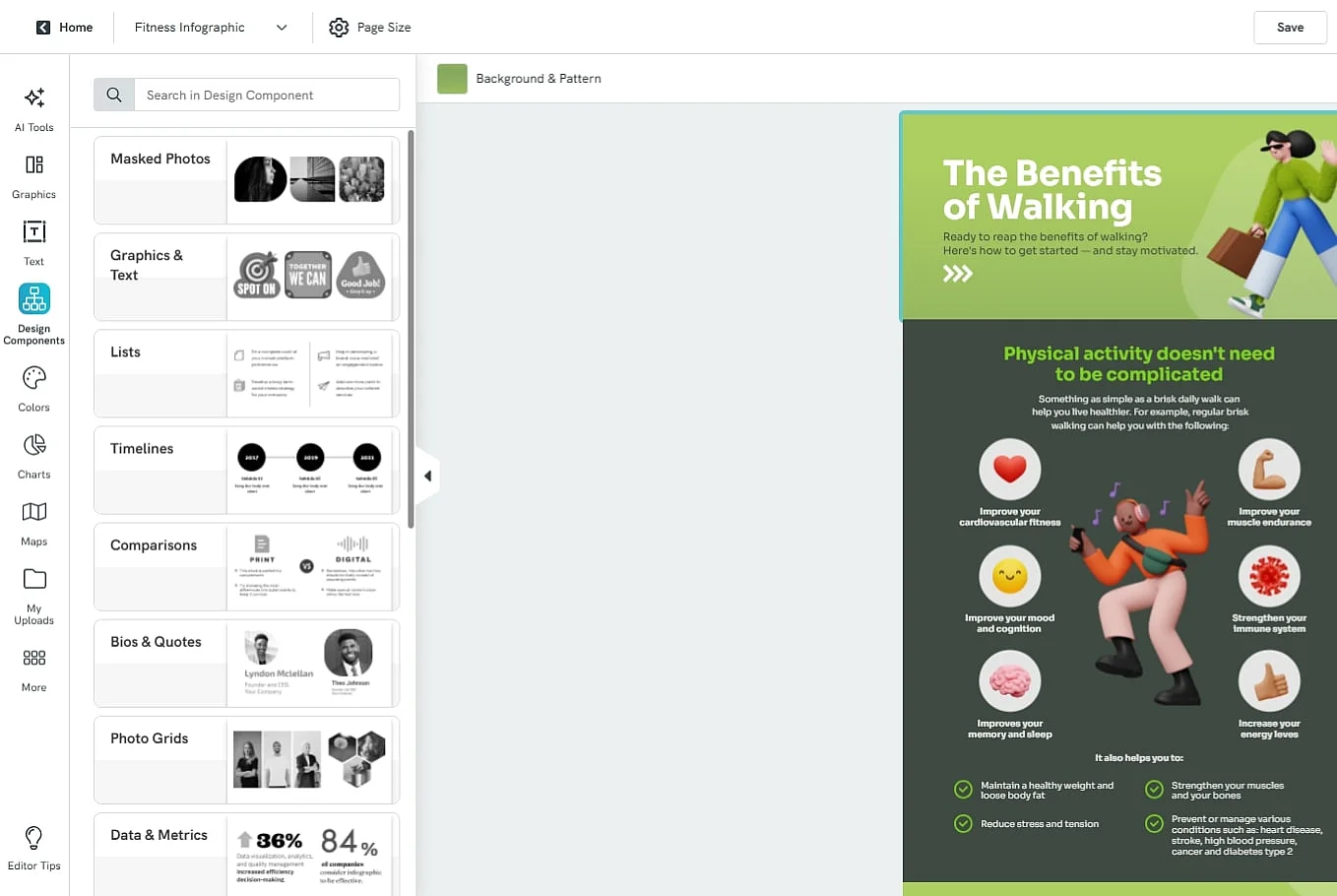 Piktochart user interface Image: Piktochart user interface