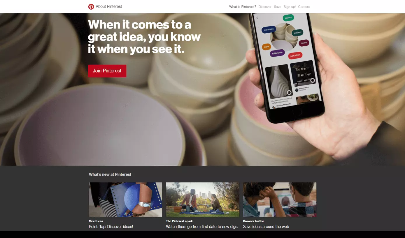 Pinterest’s website