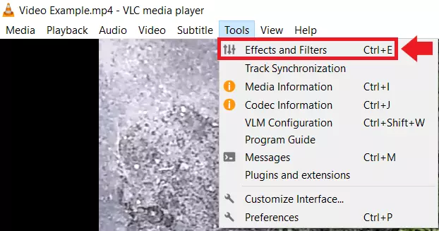 Image: Access the “Effects and Filters” option via the “Tools” tab