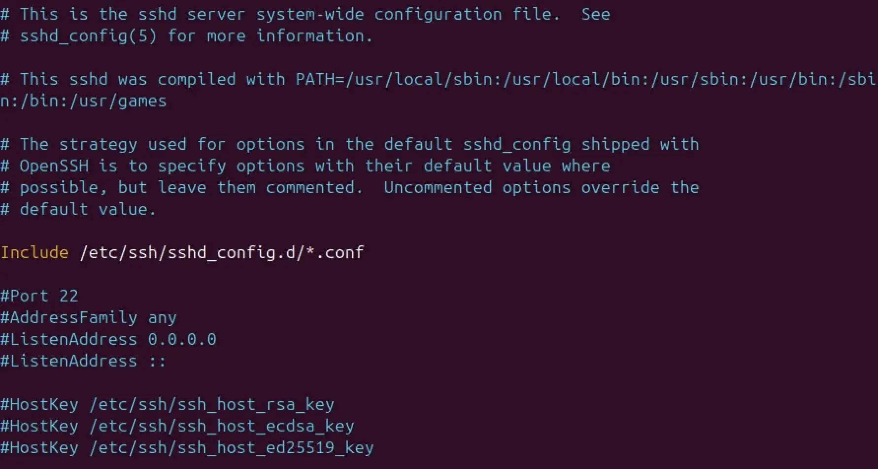 Image: Screenshot of the sshd_config file