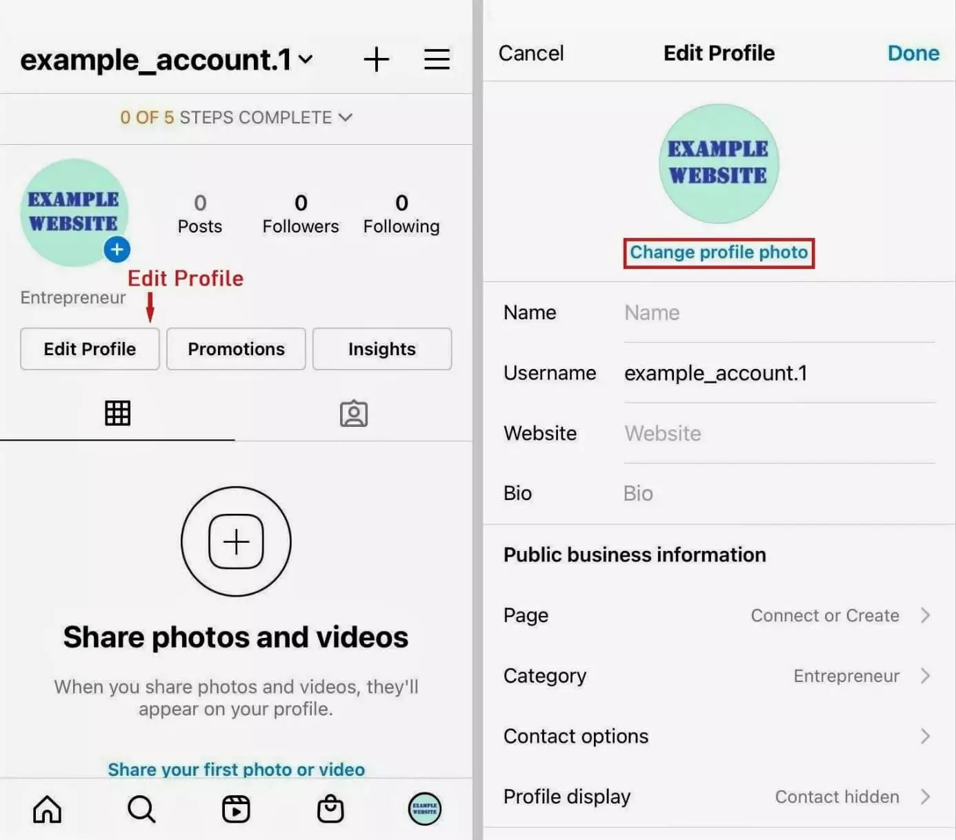 Image: Editing an Instagram profile picture using an iPhone