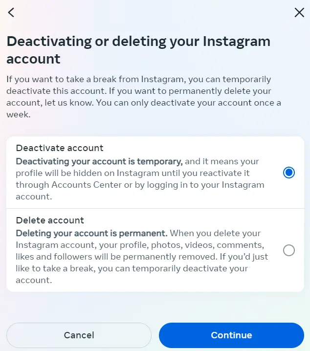 Image: “Deactivate account”