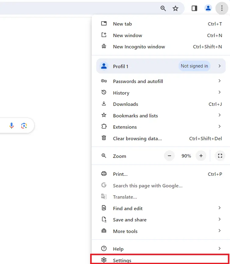 Three-dot menu in Google Chrome Image: Three-dot menu in Google Chrome
