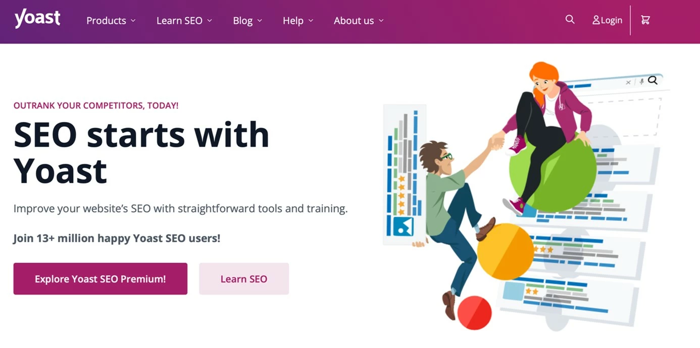 Website of WordPress plugins Yoast Image: Website of WordPress plugins Yoast